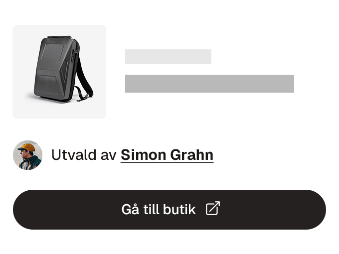 Produktkort med creator-rekommendation och knapp för att gå till butik.